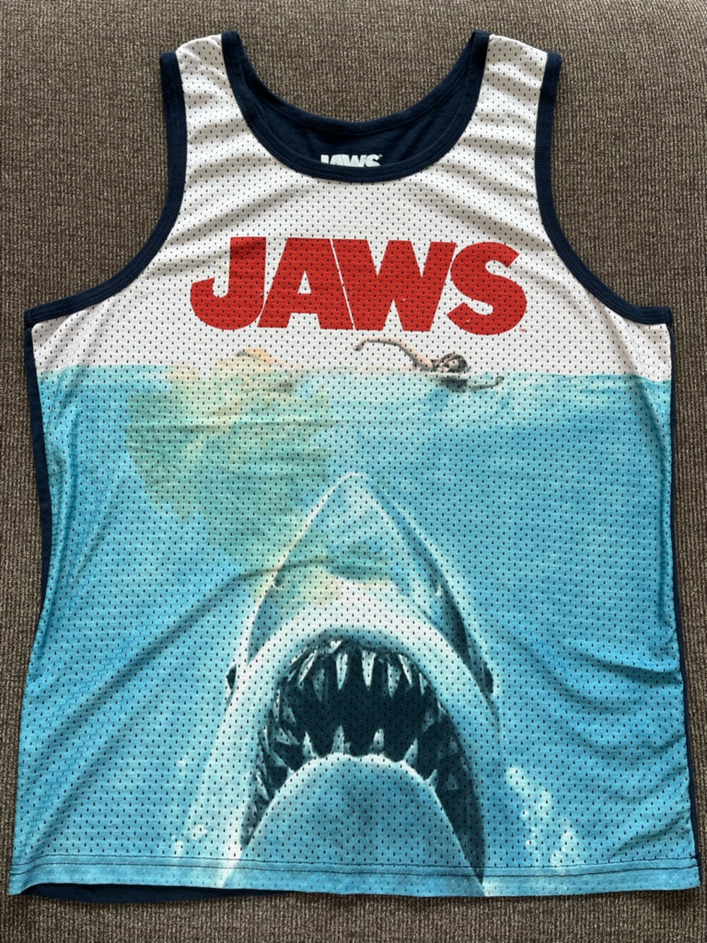 Jaws Graphic Tank Top - Blue/White